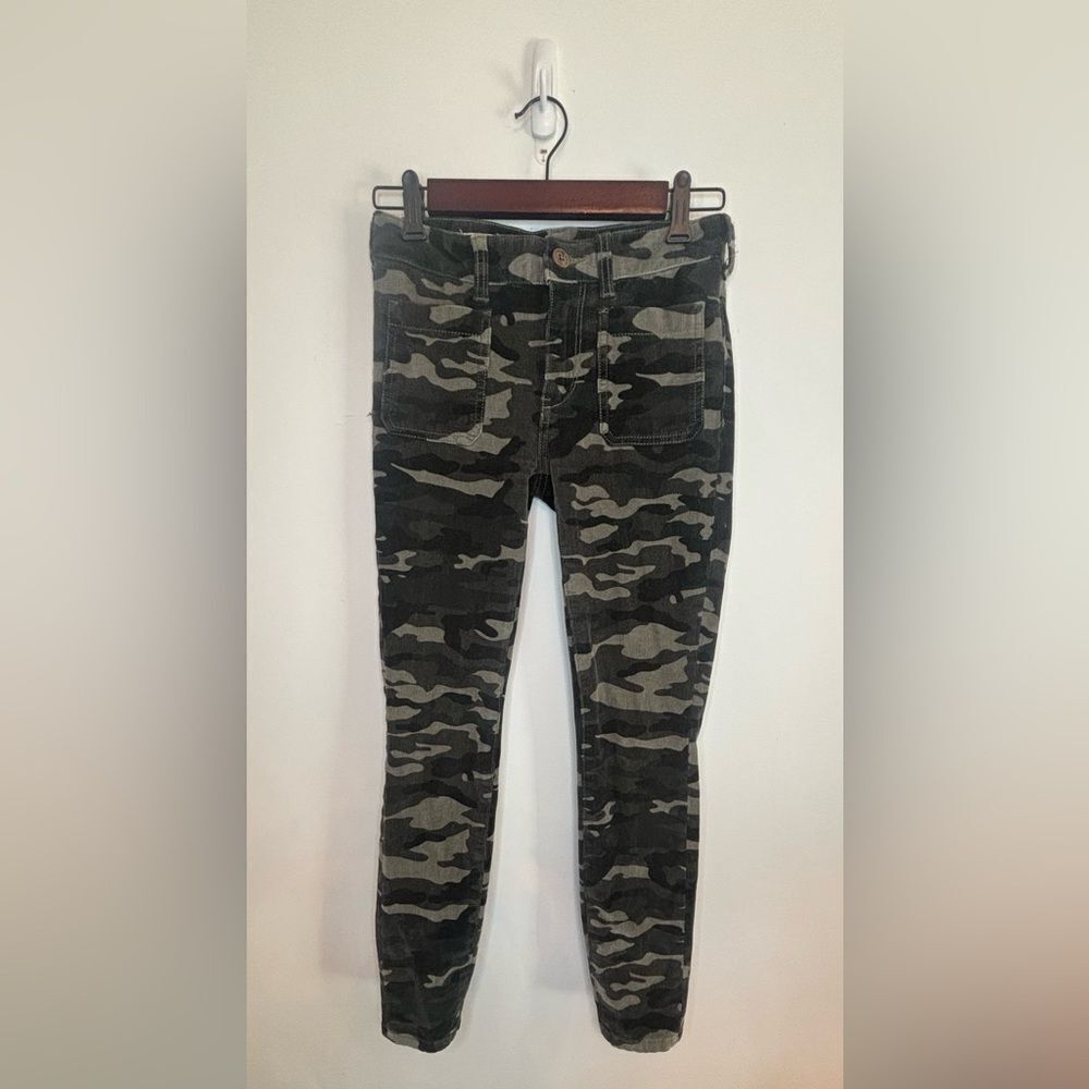 Pilcro &the letterpress EUC gray camo print high rise skinny corduroy pants Sz25